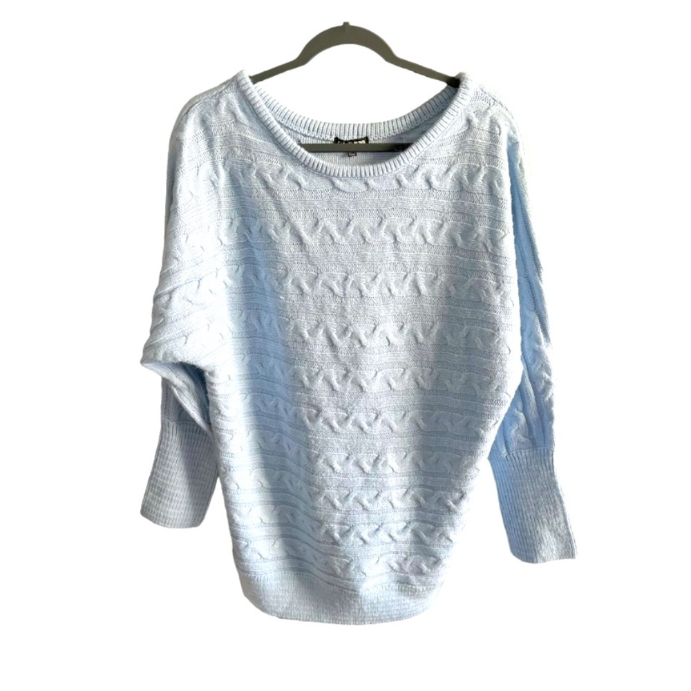 Fashion Nova Women's Cable Knit Sweater
Long Dolman Sleeves XL Baby Blue